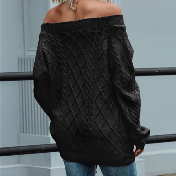 Off shoulder fall cable knit sweater - Picture 12 of 12